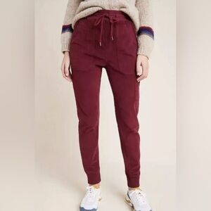 ANTHROPOLOGIE Leigh Corduroy Jogger Sz M Burgundy Wine Stretch Pant $96 D